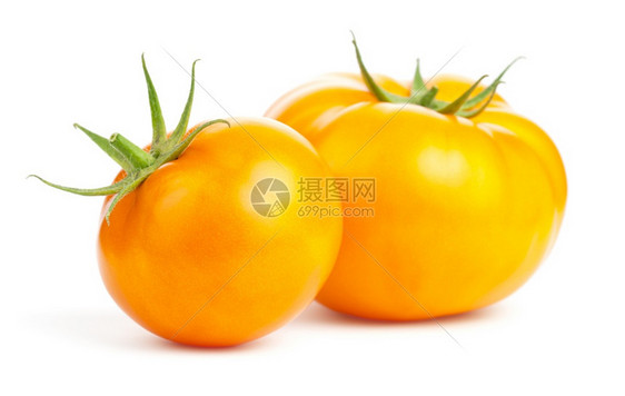 维他命绿色富劳卡白背景孤立的黄色番茄图片