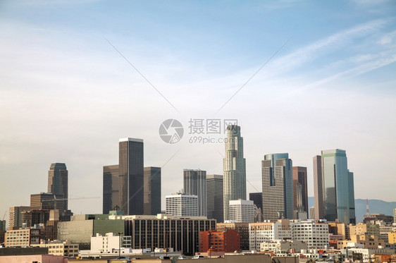 城市的天空中心在阳光明媚的一天洛杉矶市风景图片