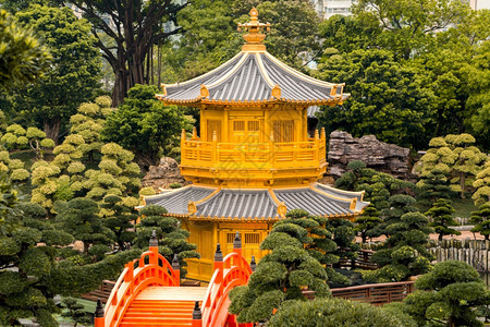 佛教香港市南里安花园金馆香港市公园金殿馆建于香港亭著名的图片