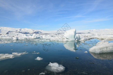 镜像贝格惊险环礁湖中冰川的欣向荣风景图片