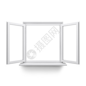 窗户墙在干净的白色背景上隔离的窗口白色目的图片