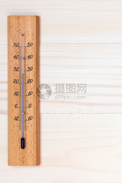 木制背景温度计带文本复制空间的纸面温度计海浪热措施图片