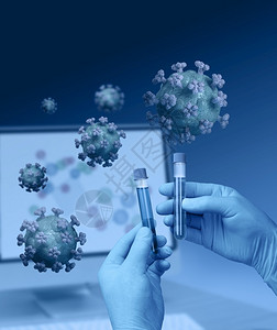 电晕模型用于医学分析和科罗纳试验的手握管分子型号蓝色的图片
