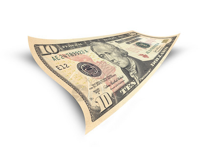 美国金融富有的白背景上孤立10美元钞票图片