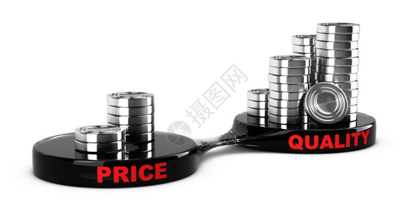 分为抽象的相对于质量概念价格与质量概念抽象硬币堆积在一起种增值产品的商业成本管理概念形象高质量低成本对比背景图片