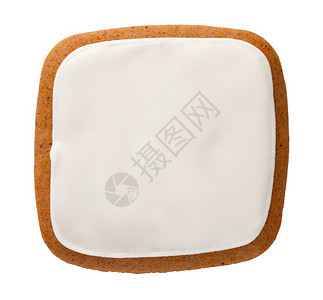 以方形状的姜饼干在白色背景中隔离超过空白的曲奇饼图片
