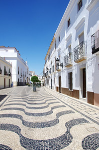 门西班牙奥利文扎市广场葡萄牙人行道生活美林背景图片