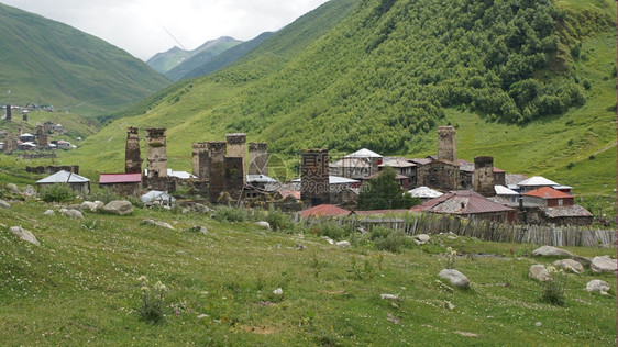 镇高加索乌什古利斯瓦梅提亚格鲁吉欧洲全景图片