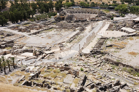 考古学毁坏澡堂以色列罗马古城贝希安的废墟图片