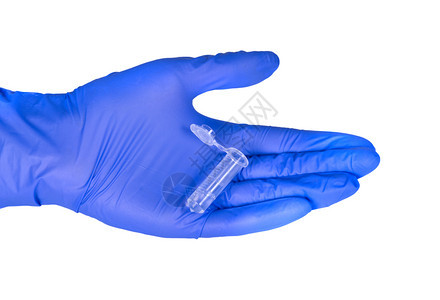 药物烧杯实验室的用在白色上隔离的手套握试验管图片