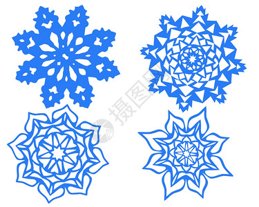 蓝色的白背景上美丽雪花被孤立于白底自然图片