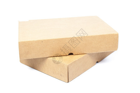 两盒棕色子白孤立背景面在制片厂的拍影打包贮存图片