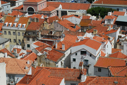 住宅阳台城市的葡萄牙首都里斯本Lisbon的屋顶照片图片