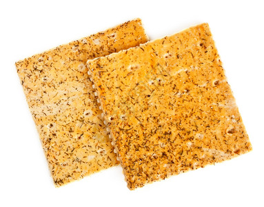 营养在白色背景上与面隔绝的薄饼干正方形铺设图片素材