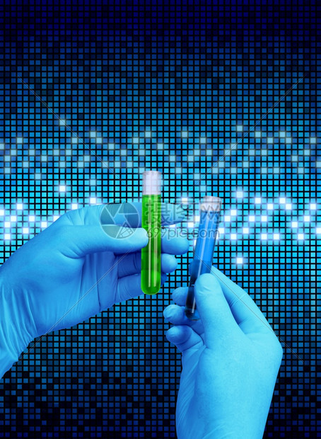 形象的手套医疗数字科学实验室的手用Wihht玻璃试管图片