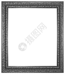 照片框架镜子白色背景上孤立的画或图片银色木板架图片