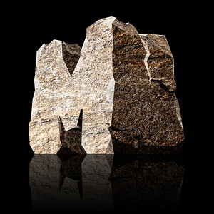 字体山结石三维碑字母M的图象图片