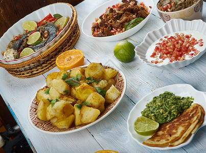 什锦的鲻中东菜传统各类盘顶视景TopView最佳图片