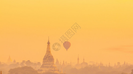 蒲甘风景优美教科文组织缅甸日落时尚的天线市中心城风景图片
