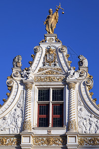 观光欧洲金的比利时布鲁日市StadhuisvanBruggeBruges市政厅详情位于布尔格广场是1376年布列日期中心前加固城图片