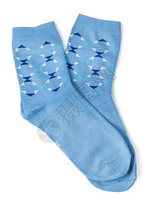 季节美丽的蓝袜子被白背景隔离在色上蓝的目图片