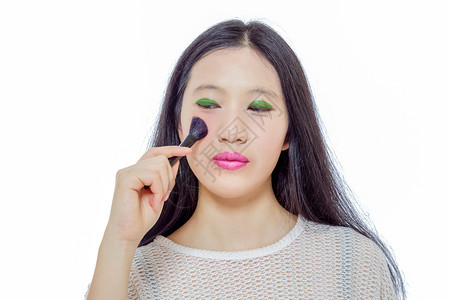 申请经过采用化妆品和皮肤护理概念的亚洲女中学生青少年快乐的图片