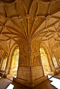 葡萄牙MosteirodosJeronimos在里斯本的Mosteiro修道院的细节世界柱子图片