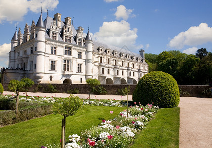 地标塔欧洲来自卢瓦尔谷花园的Chenonceau城堡图片