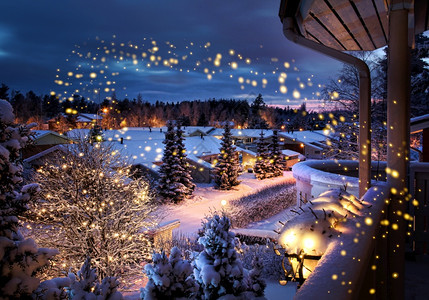 风景魔法在阳台上看见的景象圣诞雪街神奇的冬天感觉见过图片