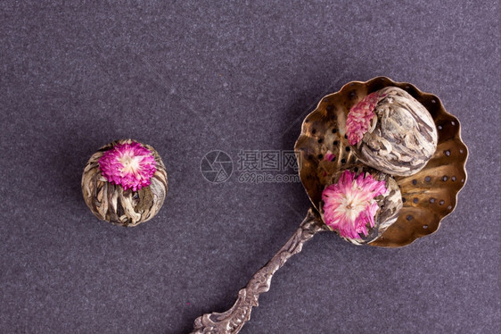 松弛粉色的茉莉绿茶球植物图片