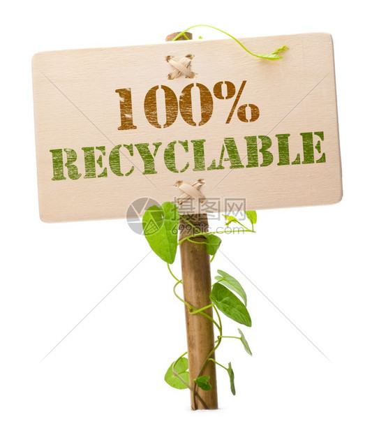 叶子竹木板和绿色植物上的生态友好标志信息图像在白色背景上被隔绝控制板图片