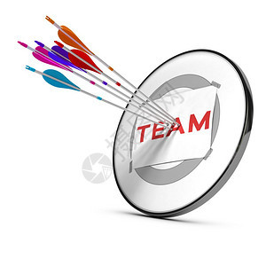 五箭射中现代飞镖心目标概念以说明团队合作或成功的工作箭头图片