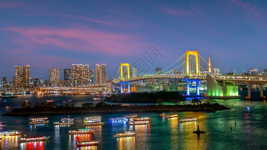 商业建造夜晚日本落时的城市景象东京下城图片