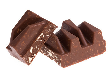 棕色的美食巧克力和坚果在隔离状态下可口图片