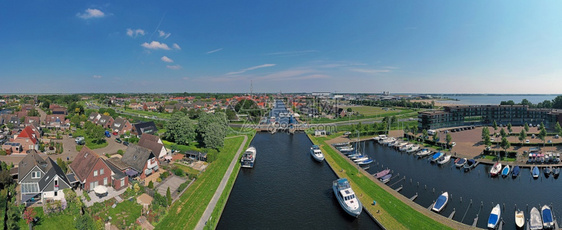 建造来自荷兰IJsselmeer的莱默市航空全景艾塞尔梅建筑的图片