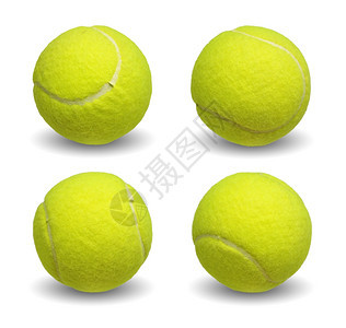 游戏娱乐黄色的在白背景上孤立的网球收藏Tennis图片