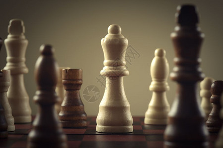 Wooden国际象棋数字商业概念战略领导者的强大图片