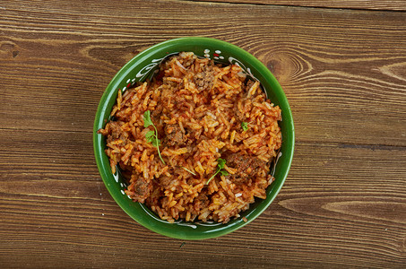 辛辣的香料JadohwithRice大米和肉食以Khasi为主梅加拉亚邦图片