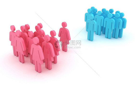 妇女群体与在白人背景下被孤立的男子群体比例会议电脑粉色的图片