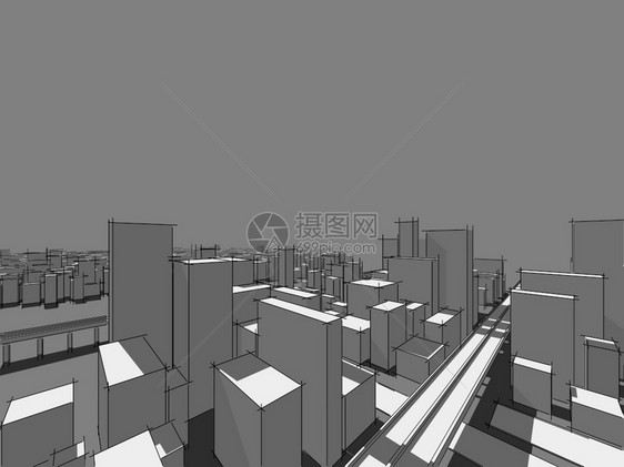 摩天大楼画全景城市观Satch建筑草图3D插图名古屋图片