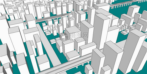 全景城市观Satch建筑草图3D插图眼睛现代的城市图片