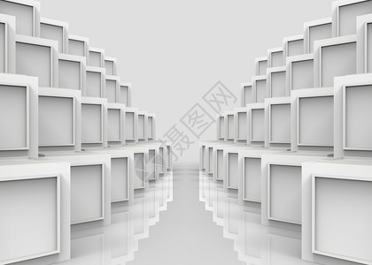 渲染白色的3d使立方体盒上现代结构图案成为白色立方体箱堆叠壁背景墙纸图片
