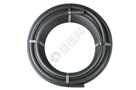 黑色管道环形用于在白色背景上隔离用水的软管工业聚丙烯酸酯插画