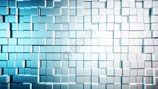 排堵塞3d蓝色和白方形的抽象背景现代图片