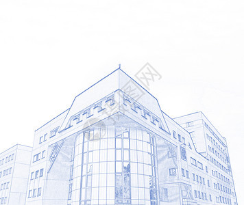 莫斯科天空背景的现代办公大楼蓝图风格案户外白色的城市图片
