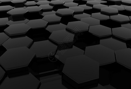 3d现代黑六边形平面图案底背景的像视未来派黑暗的几何图片