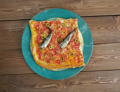 鱼缸番茄沙丁Sardenara西利古里亚的零食类似比萨饼图片