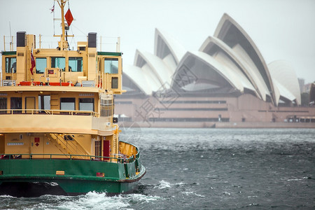 澳大利亚新南威尔士州悉尼渡轮汽艇港口长廊背景图片