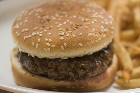 肥胖汉堡和炸土豆营养美食图片