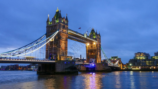 英国伦敦塔桥夜景风光背景
